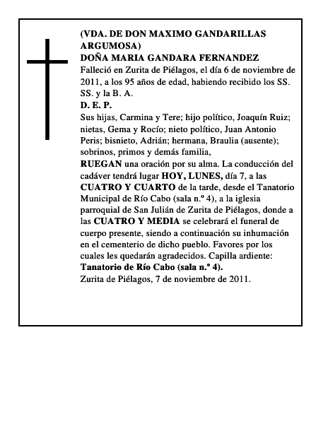 DOÑA MARIA GANDARA FERNANDEZ