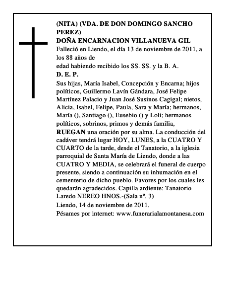 DOÑA ENCARNACION VILLANUEVA GIL