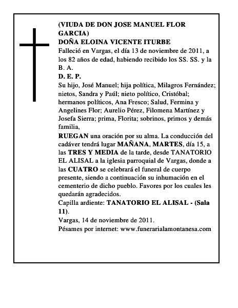 DOÑA ELOINA VICENTE ITURBE