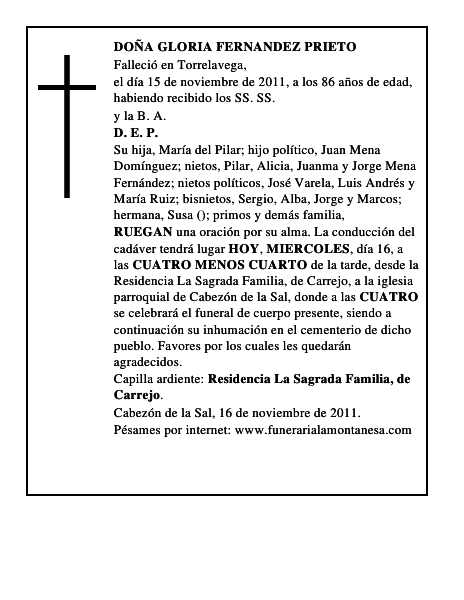 DOÑA GLORIA FERNANDEZ PRIETO