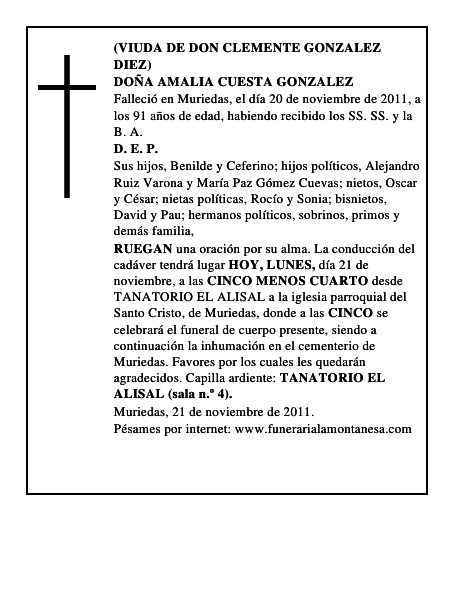 DOÑA AMALIA CUESTA GONZALEZ