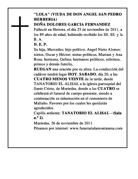 DOÑA DOLORES GARCIA FERNANDEZ