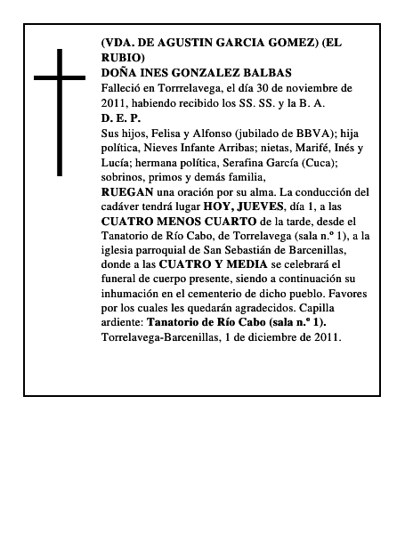 DOÑA INES GONZALEZ BALBAS