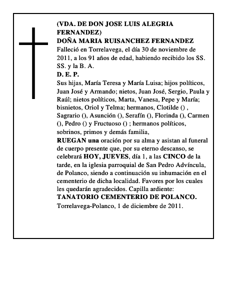 DOÑA MARIA RUISANCHEZ FERNANDEZ