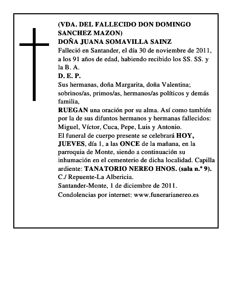 DOÑA JUANA SOMAVILLA SAINZ