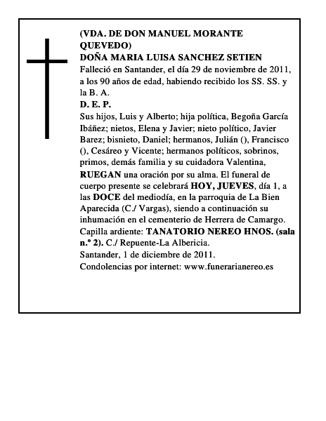 DOÑA MARIA LUISA SANCHEZ SETIEN
