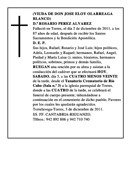 D.ª ROSARIO PEREZ ALVAREZ