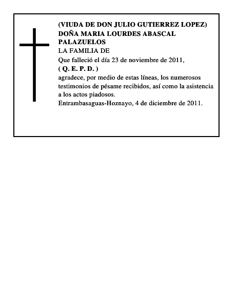 DOÑA MARIA LOURDES ABASCAL PALAZUELOS