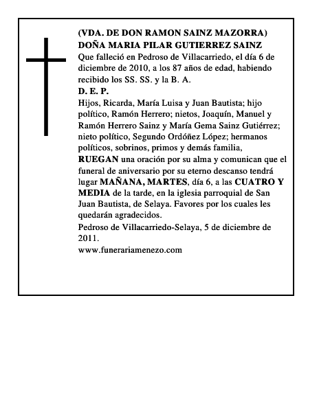 DOÑA MARIA PILAR GUTIERREZ SAINZ