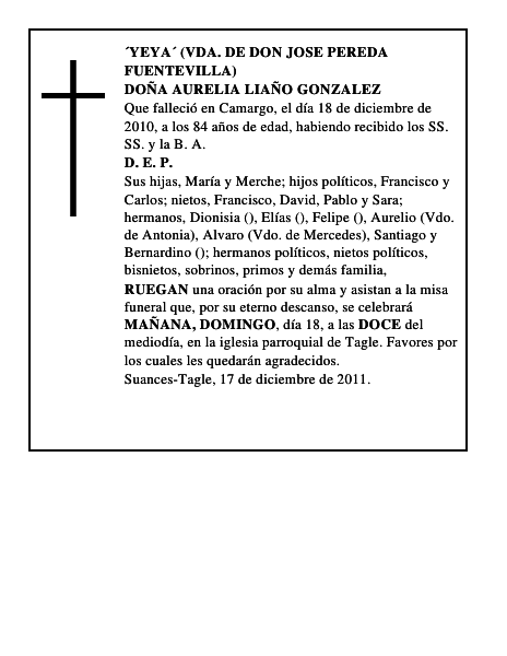 DOÑA AURELIA LIAÑO GONZALEZ