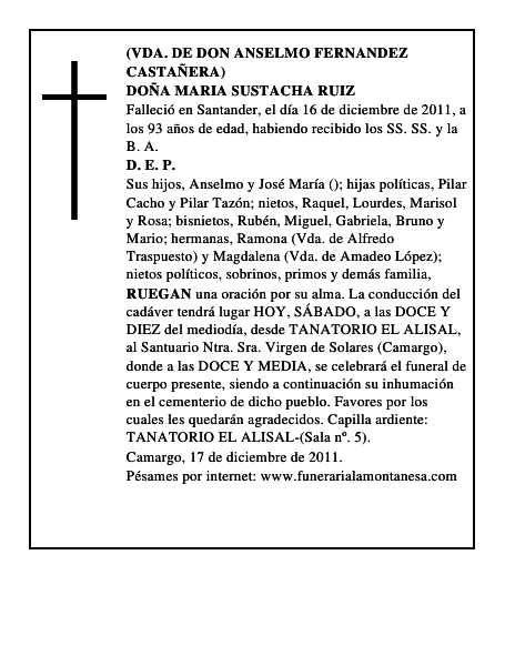 DOÑA MARIA SUSTACHA RUIZ