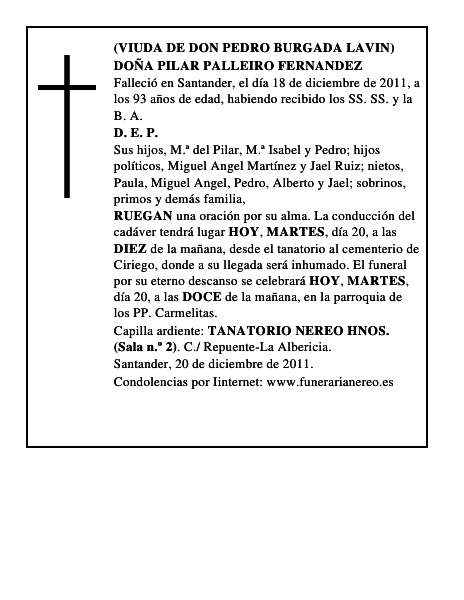 DOÑA PILAR PALLEIRO FERNANDEZ
