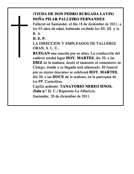 DOÑA PILAR PALLEIRO FERNANDEZ