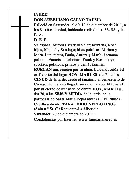 DON AURELIANO CALVO TAUSIA
