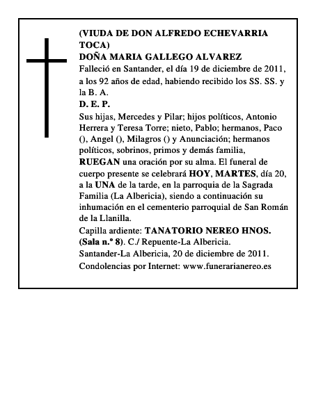 DOÑA MARIA GALLEGO ALVAREZ