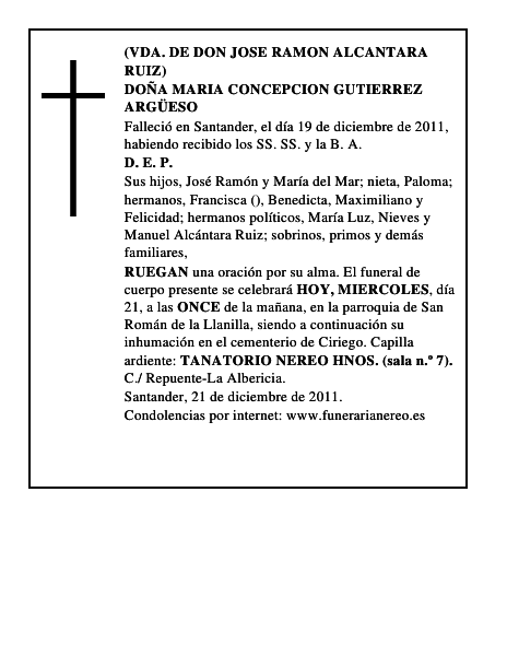 DOÑA MARIA CONCEPCION GUTIERREZ ARGÜESO