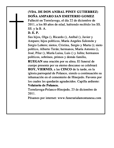 DOÑA AMPARO SAN EMETERIO GOMEZ