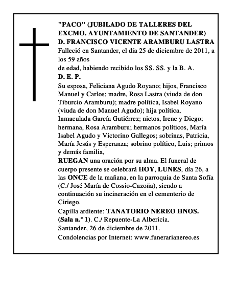 D. FRANCISCO VICENTE ARAMBURU LASTRA