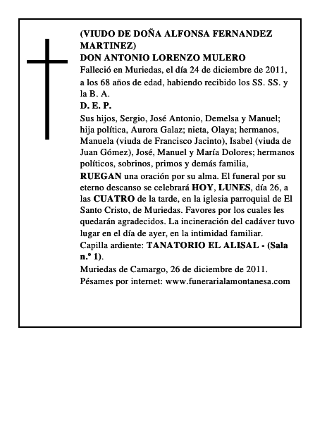 DON ANTONIO LORENZO MULERO