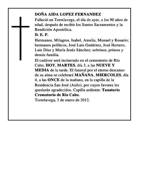 DOÑA AIDA LOPEZ FERNANDEZ