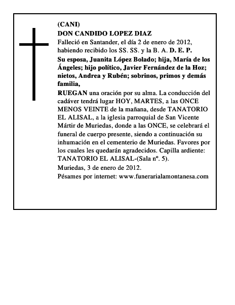 DON CANDIDO LOPEZ DIAZ