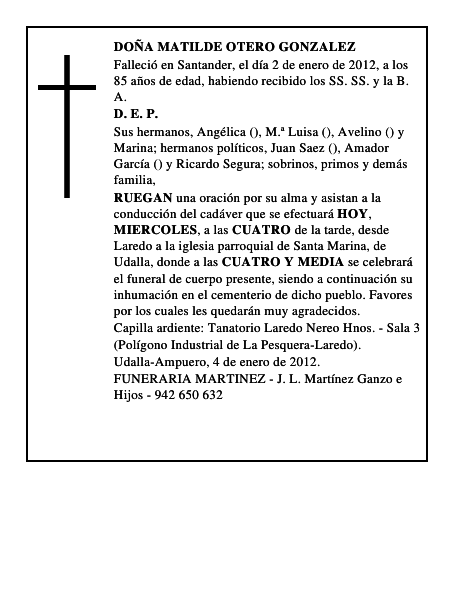 DOÑA MATILDE OTERO GONZALEZ