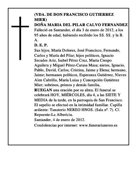 DOÑA MARIA DEL PILAR CALVO FERNANDEZ