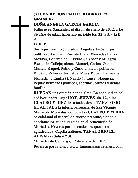 DOÑA ANGELA GARCIA GARCIA