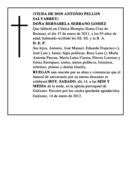 DOÑA BERNABELA SERRANO GOMEZ