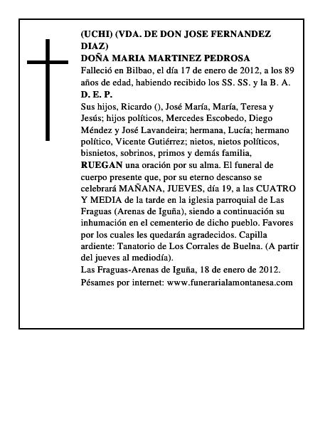 DOÑA MARIA MARTINEZ PEDROSA