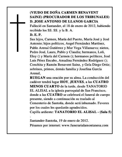 D. JOSE ANTONIO DE LLANOS GARCIA