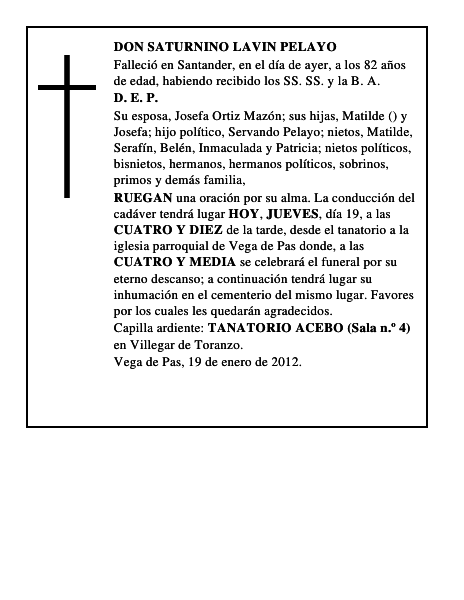 DON SATURNINO LAVIN PELAYO