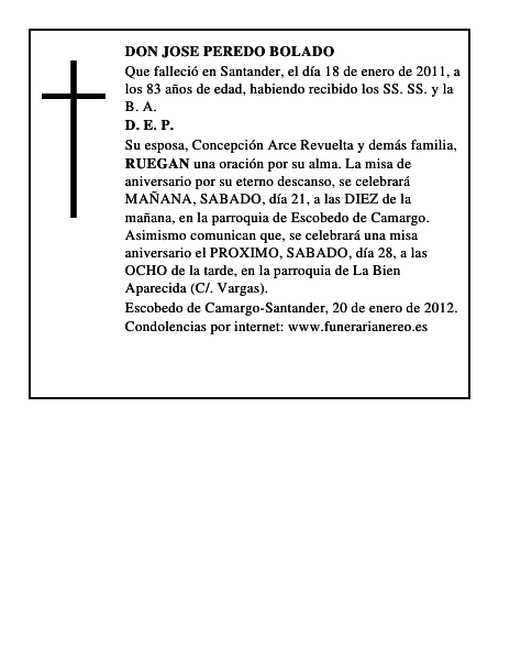 DON JOSE PEREDO BOLADO
