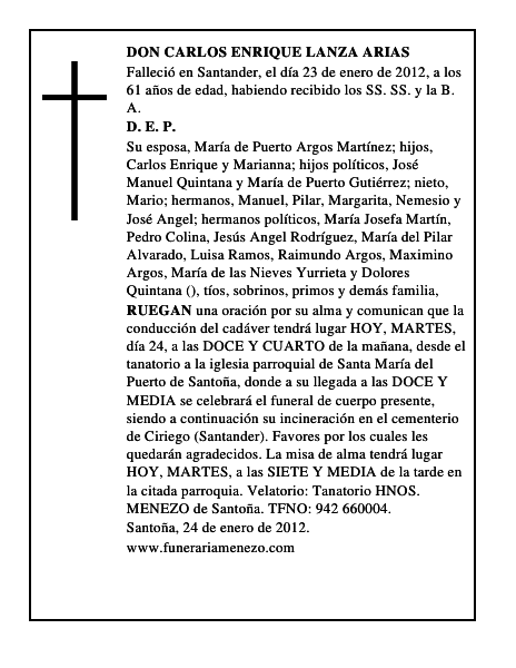DON CARLOS ENRIQUE LANZA ARIAS
