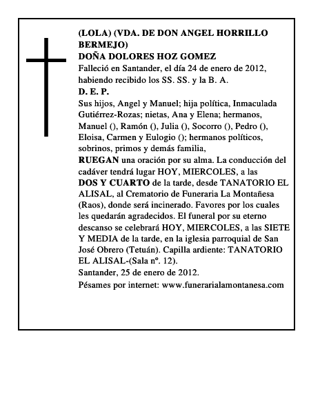 DOÑA DOLORES HOZ GOMEZ