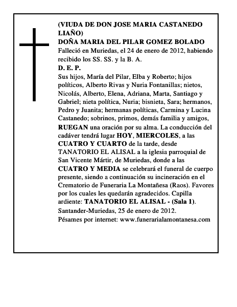 DOÑA MARIA DEL PILAR GOMEZ BOLADO