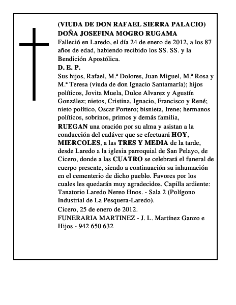 DOÑA JOSEFINA MOGRO RUGAMA