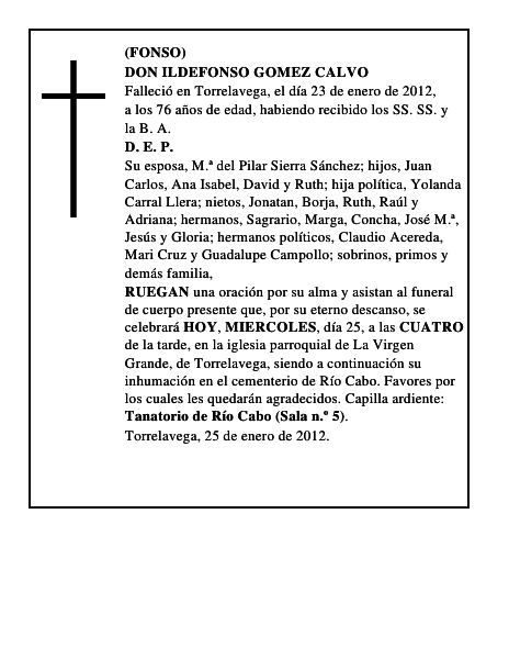 DON ILDEFONSO GOMEZ CALVO