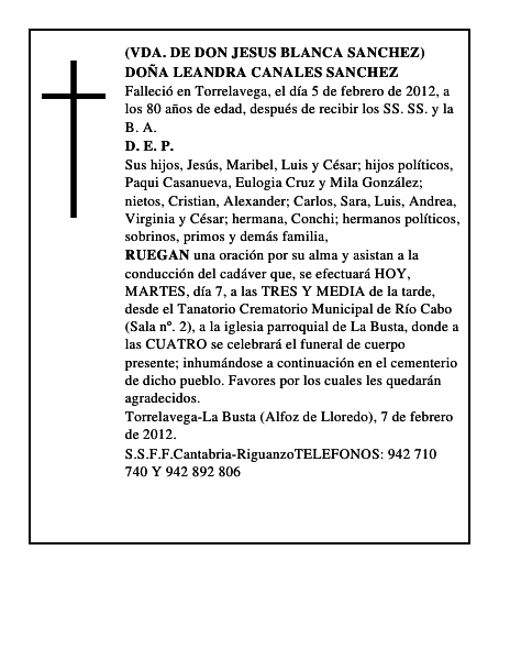 DOÑA LEANDRA CANALES SANCHEZ