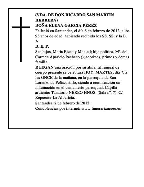 DOÑA ELENA GARCIA PEREZ