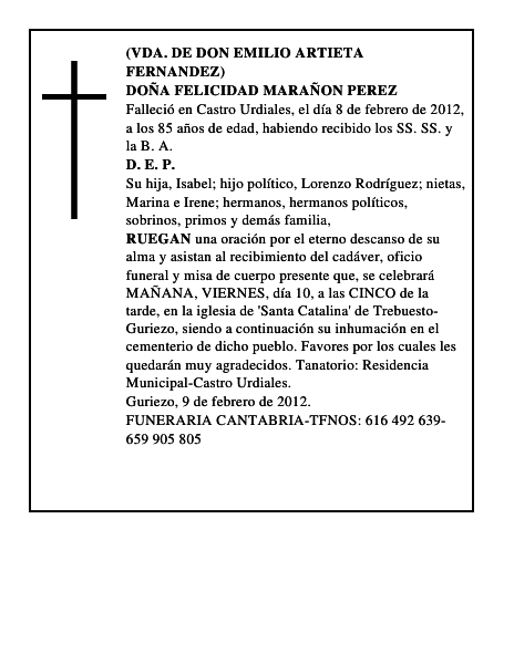 DOÑA FELICIDAD MARAÑON PEREZ