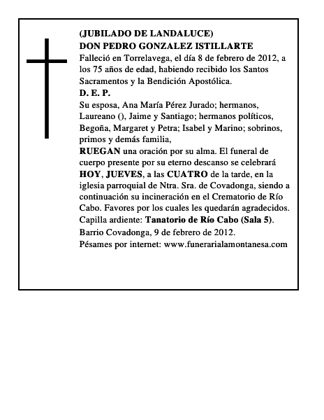 DON PEDRO GONZALEZ ISTILLARTE