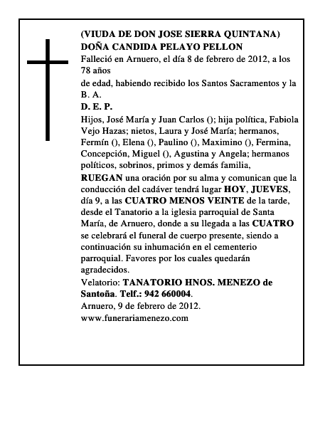 DOÑA CANDIDA PELAYO PELLON