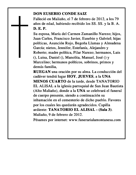 DON EUSEBIO CONDE SAIZ