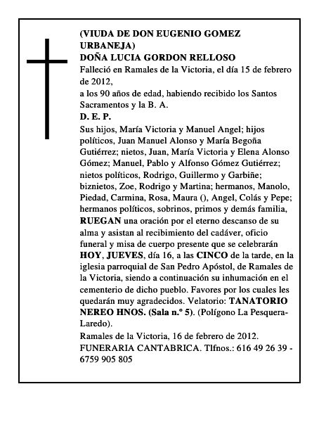 DOÑA LUCIA GORDON RELLOSO