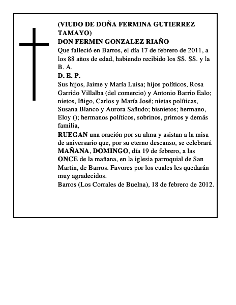 DON FERMIN GONZALEZ RIAÑO