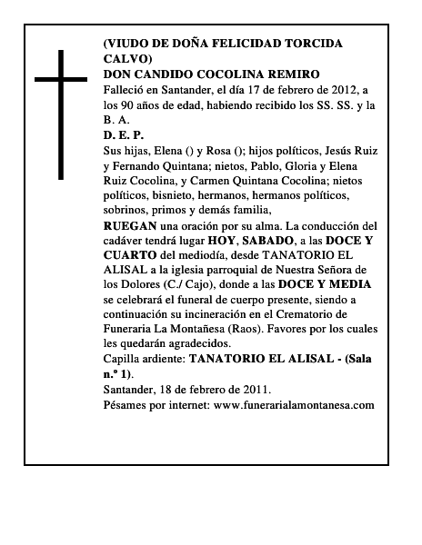 DON CANDIDO COCOLINA REMIRO