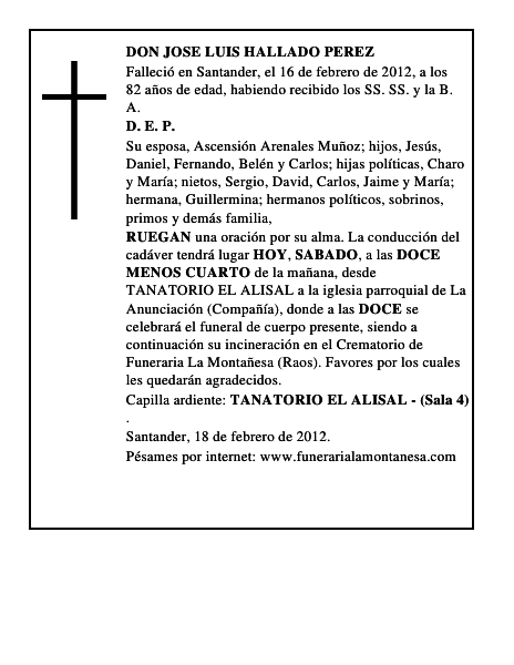 DON JOSE LUIS HALLADO PEREZ