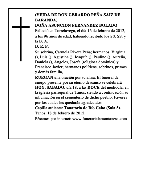 DOÑA ASUNCION FERNANDEZ BOLADO