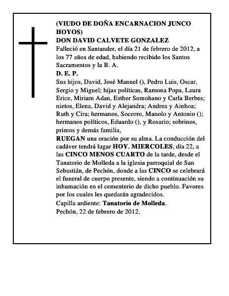 DON DAVID CALVETE GONZALEZ